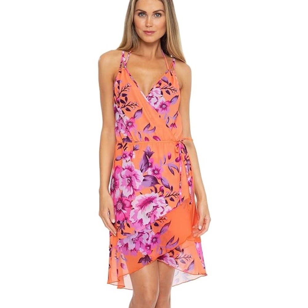 BECCA Orange and Pink Floral Dress